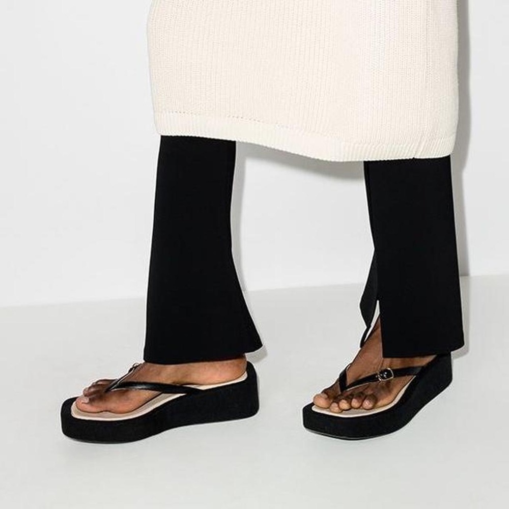 JACQUEMUS  Les Tatanes Linen Platform Y2K 90s Flip Flop Thong Sandals 37 37.5